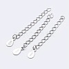 925 Sterling Silver End with Extender Chains and Teardrop Charms STER-F036-26S-40mm-1