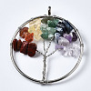 Tree of Life Mixed Stone Bead Brass Wire Wrapped Big Pendants G-S202-05-2