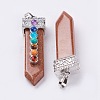 Synthetic Goldstone with Synthetic & Natural Mixed Stone Chakra Big Pendants G-E415-A03-2
