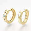 Brass Cubic Zirconia Huggie Hoop Earrings EJEW-S201-166-1
