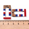 Independence Day Opaque Striped Resin & Walnut Wood Pendants RESI-U010-02L-3