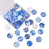 50Pcs Blue and White Printed Glass Cabochons GGLA-SZ0001-23-7