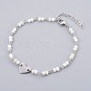 Glass Beads Charm Anklets AJEW-AN00235-2