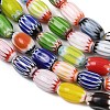 Handmade Millefiori Glass Oval Bead Strands LK-Z001-01B-3