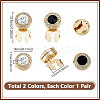 2 Pairs 2 Colors Brass Rhinestone Cufflinks AJEW-GA0008-30-2