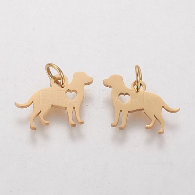 304 Stainless Steel Puppy Pendants STAS-Q201-T464G-1