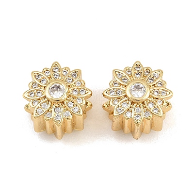 Brass Micro Pave Clear Cubic Zirconia European Beads CU-CBA765C-08G-1