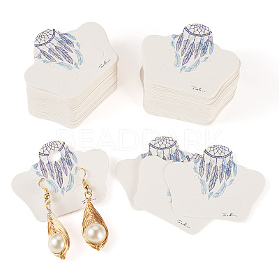 100Pcs Feather Printed Paper Jewelry Display Cards CDIS-TA0001-42-1