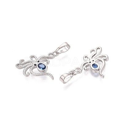 Brass Micro Pave Cubic Zirconia Pendants X-KK-Q073-09P-1