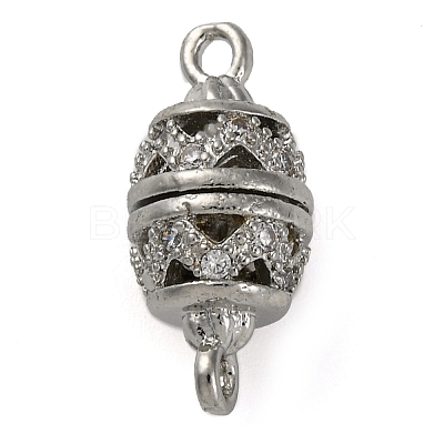 Brass Micro Pave Clear Cubic Zirconia Hollow Oval Connector Charms KK-A230-05B-P-1
