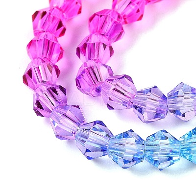 Gradient Color Baking Paint Glass Bead Strands DGLA-A039-T6mm-A08-1