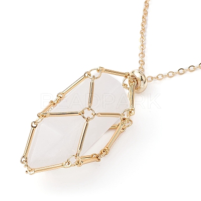 Brass Macrame Pouch Empty Stone Holder for Pendant Necklaces Making NJEW-JN04440-02-1