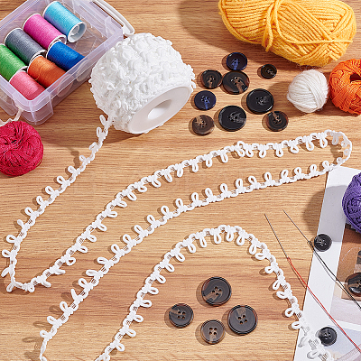 20 Yards Polyester Braid Trims with Elastic Button Loops OCOR-PH0001-94A-1