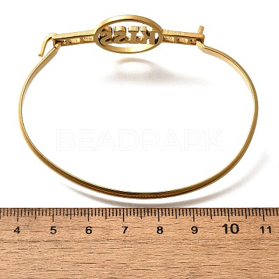 201 Stainless Steel Flat Round Link Bangles for Women LS-BJEW-R014-01G-02-1