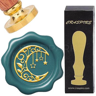 Brass Wax Seal Stamp with Wood Handle AJEW-WH0412-0331-1