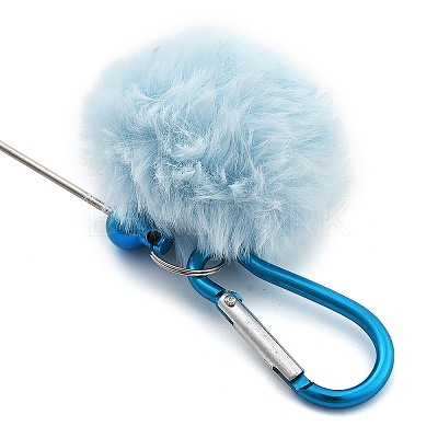 Aluminum Alloy Pom Pom Ball Beadable Keychain Bar HJEW-Q001-01F-1