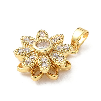 Brass Micro Pave Cubic Zirconia Rotating Pendants KK-M323-01D-G-1