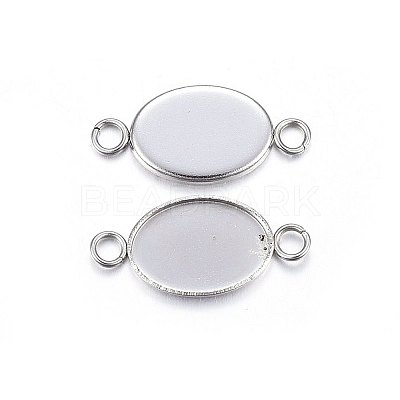 Tarnish Resistant 304 Stainless Steel Cabochon Connector Settings X-STAS-P210-12P-1