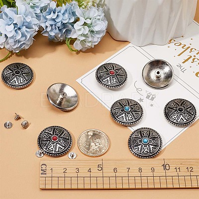 12 Sets 3 Colors Zinc Alloy Decorative Rivets BUTT-GF0001-21-1