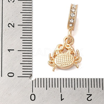Rack Plating Alloy Rhinestone European Dangle Charms PALLOY-S189-38G-03-1