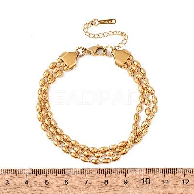 304 Stainless Steel Beads Multi-strand Bracelets BJEW-K287-01G-1