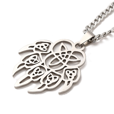 Non-Tarnish 201 Stainless Steel Irish Knot Pendant Necklaces NJEW-D066-01P-1