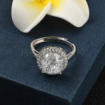 925 Sterling Silver Micro Pave Cubic Zirconia Finger Rings RJEW-B134-01A-03-1