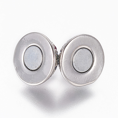 Brass Micro Pave Cubic Zirconia Magnetic Clasps with Loops ZIRC-L082-B-02-P-1
