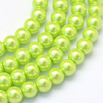 Baking Paint Pearlized Glass Pearl Round Bead Strands X-HY-Q003-4mm-66-1