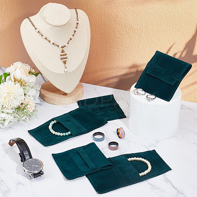 Velvet Jewelry Flap Pouches ABAG-WH0038-43D-1