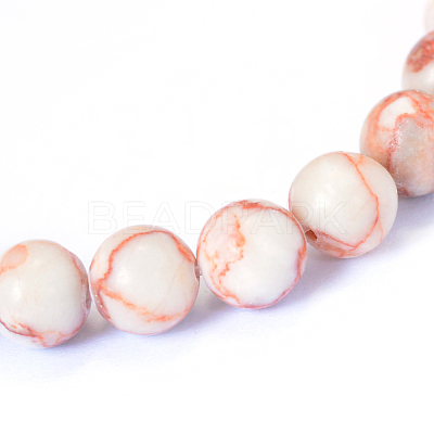 Natural Red Netstone Round Bead Strands X-G-E334-6mm-06-1