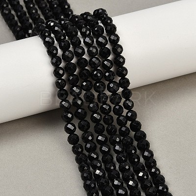Natural Black Tourmaline Beads Strands G-G927-46-1