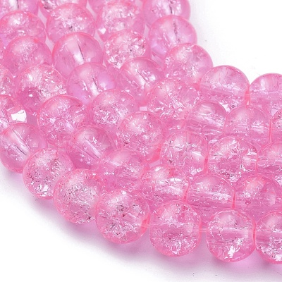 8MM Hot Pink Round Crackle Glass Beads Strands for Jewelry Making X-CCG-Q001-8mm-02-1