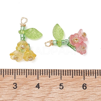 7Pcs Glass Seed Bead and Acrylic Beads Pendants PALLOY-MZ01325-1