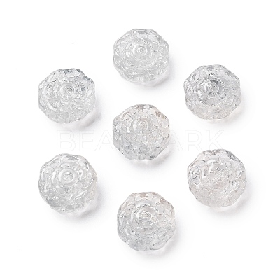 Spray Painted Transparent Glass Beads GLAA-D038-01D-1