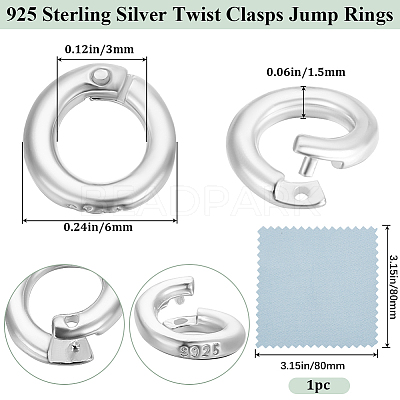 10Pcs 925 Sterling Silver Twister Clasp STER-BBC0007-45A-1