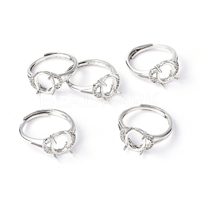 Adjustable Brass Solitaire Ring Settings KK-L193-06P-1