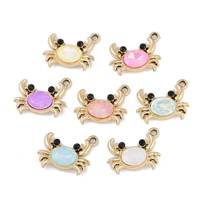 UV Plating Alloy with Mixed Color Glass Rhinestone Pendants FIND-M018-32G-1