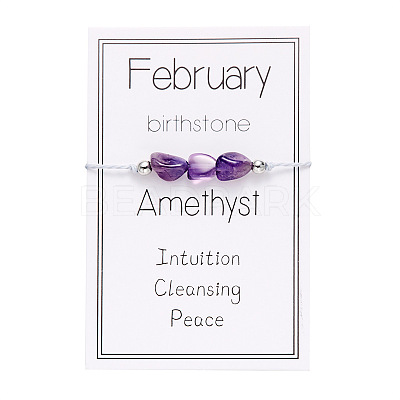 Natural Amethyst Chip Beads Braided Bead Bracelets for Men Women WGC996D-03-1