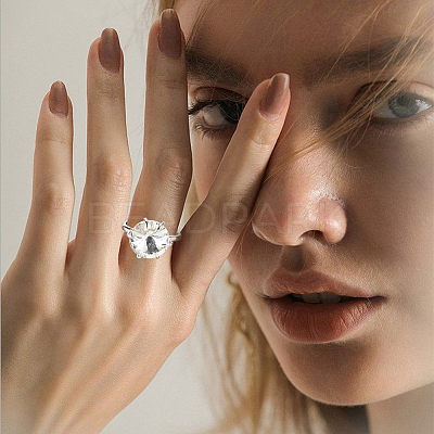 Rhodium Plated Sterling Silver Adjustable Ring Components STER-BC0002-32-1
