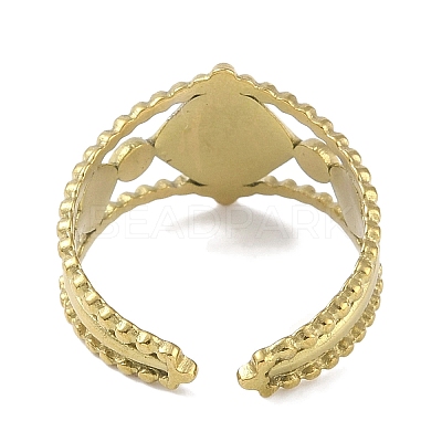 Ion Plating(IP) 304 Stainless Steel Enamel Rhombus with Eey Cuff Rings RJEW-L107-056G-02-1
