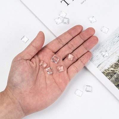 Transparent Clear Glass Square Cabochons GGLA-A001-10mm-1