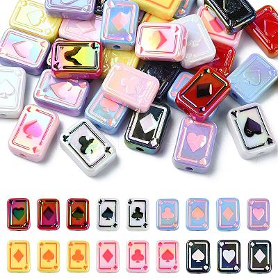 35Pcs 7 Colors UV Plating Rainbow Iridescent Acrylic Beads MACR-CJ0002-07-1