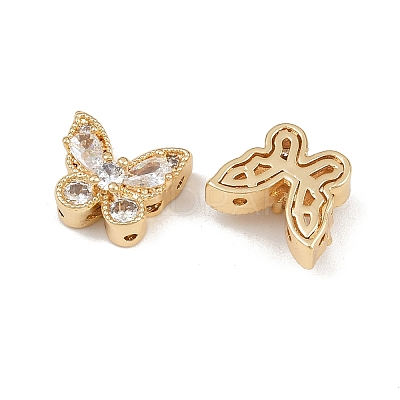 Brass Micro Pave Cubic Zirconia Multi-Strand Butterfly Links KK-K407-29G-01-1