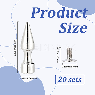20Pcs Zinc Alloy Spikes Screwback Studs FIND-GF0008-53A-1