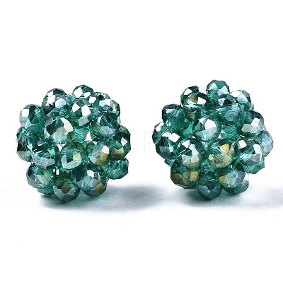 Electroplate Glass Round Woven Beads X-GLAA-T024-01A-1