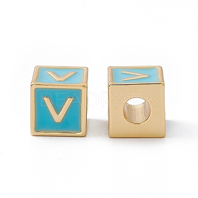 Rack Plating Brass Enamel Beads KK-B060-04G-06V-1