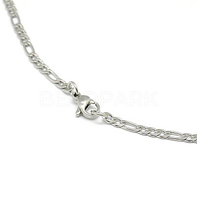 304 Stainless Steel Figaro Chain Necklace Making STAS-A028-N022-1