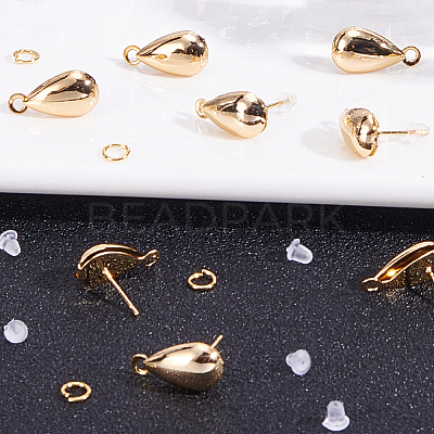 Teardrop Brass Stud Earring Findings KK-CN0003-40-1