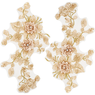3D Flower Polyester Embroidery Sew on Appliques PATC-WH0012-33C-1